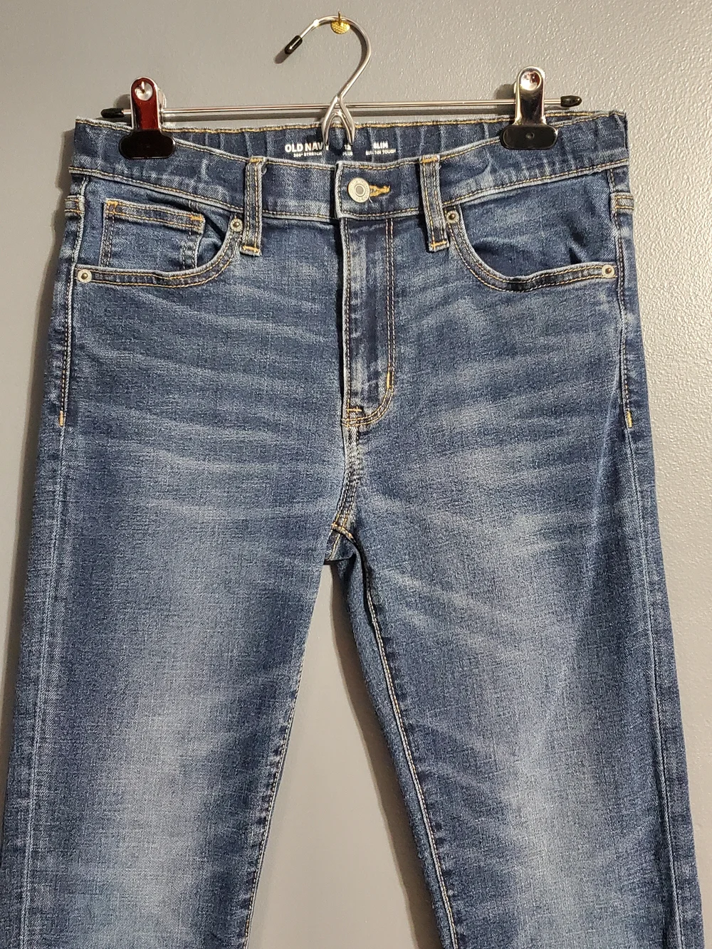 Old Navy Boys Plus Slim Straight Jeans in Distressed Light Blue Husky Size 12